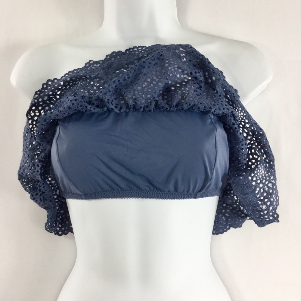 Saki Silver by Diana M. Bara Flouncy Lace Bandeau Bra M NWT - Picture 3 of 6
